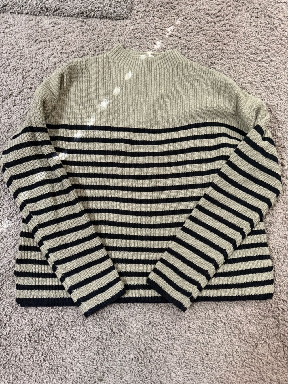 Striped Crewneck Sweater in Green and Black